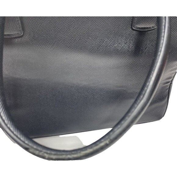Tahari Purse -Black Leather Designer Hangbag- As is condition (tear on handles) - Picture 6 of 14